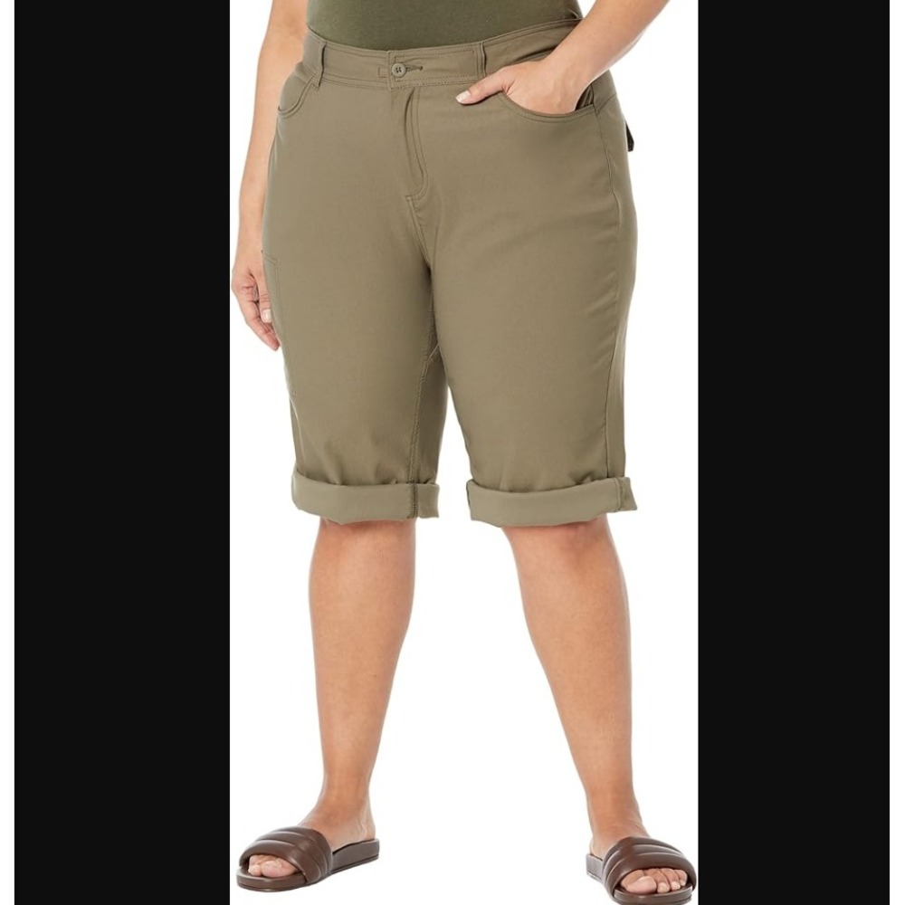PrAna NEW Halle Capri II Pants Womens 20W Green‎ Snap Roll-up Convertible Hiking